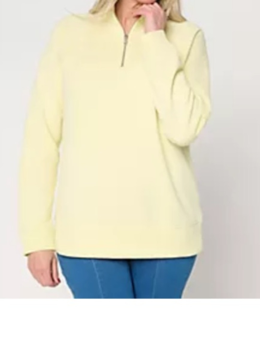 Susan Graver Men's Half-Zip Sweater in Pale Yellow MS5